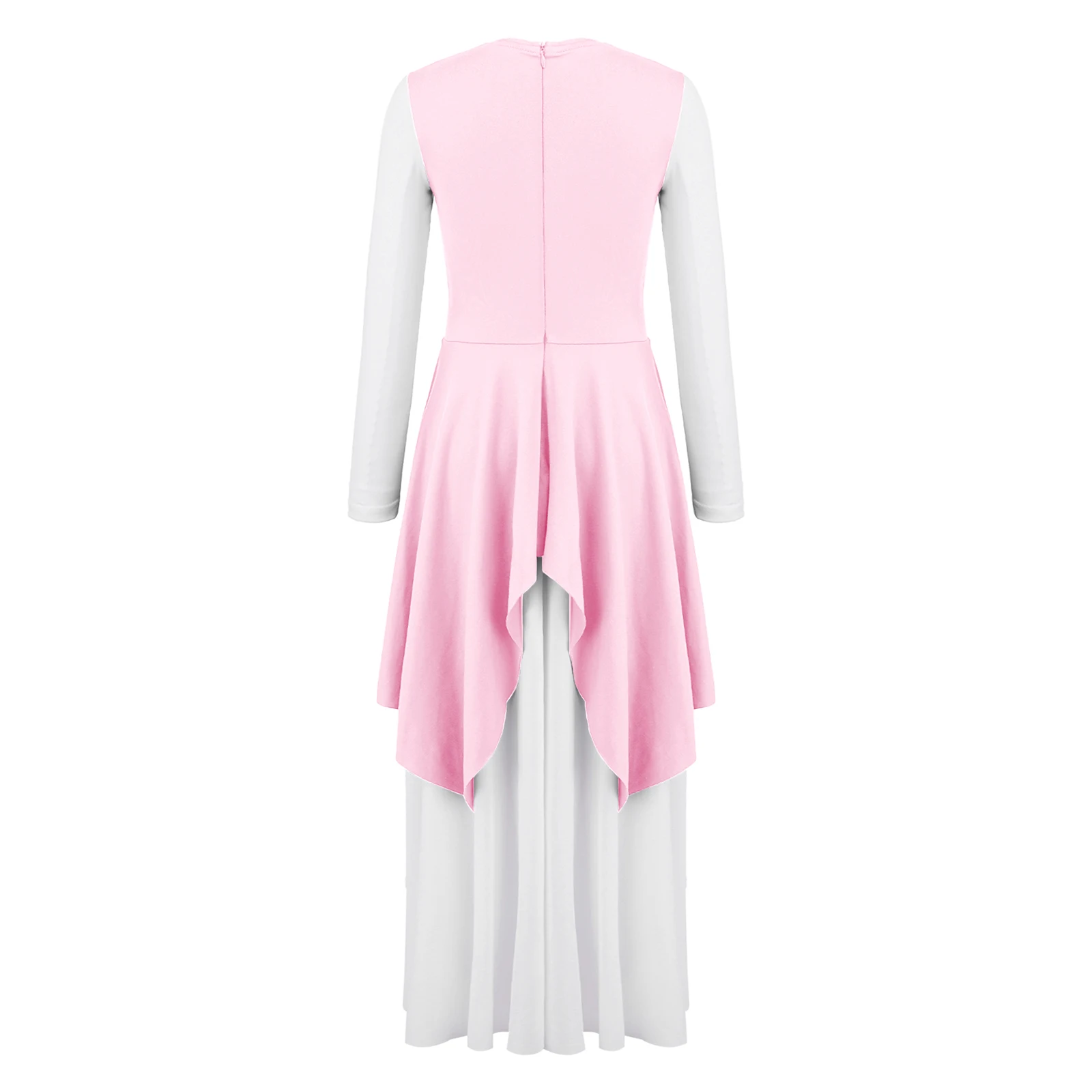 Children's Praise Dress Liturgical Dance Costume Kids Girls Long Sleeve Worship Church Robe Metallic Patchwork Maxi Dress
