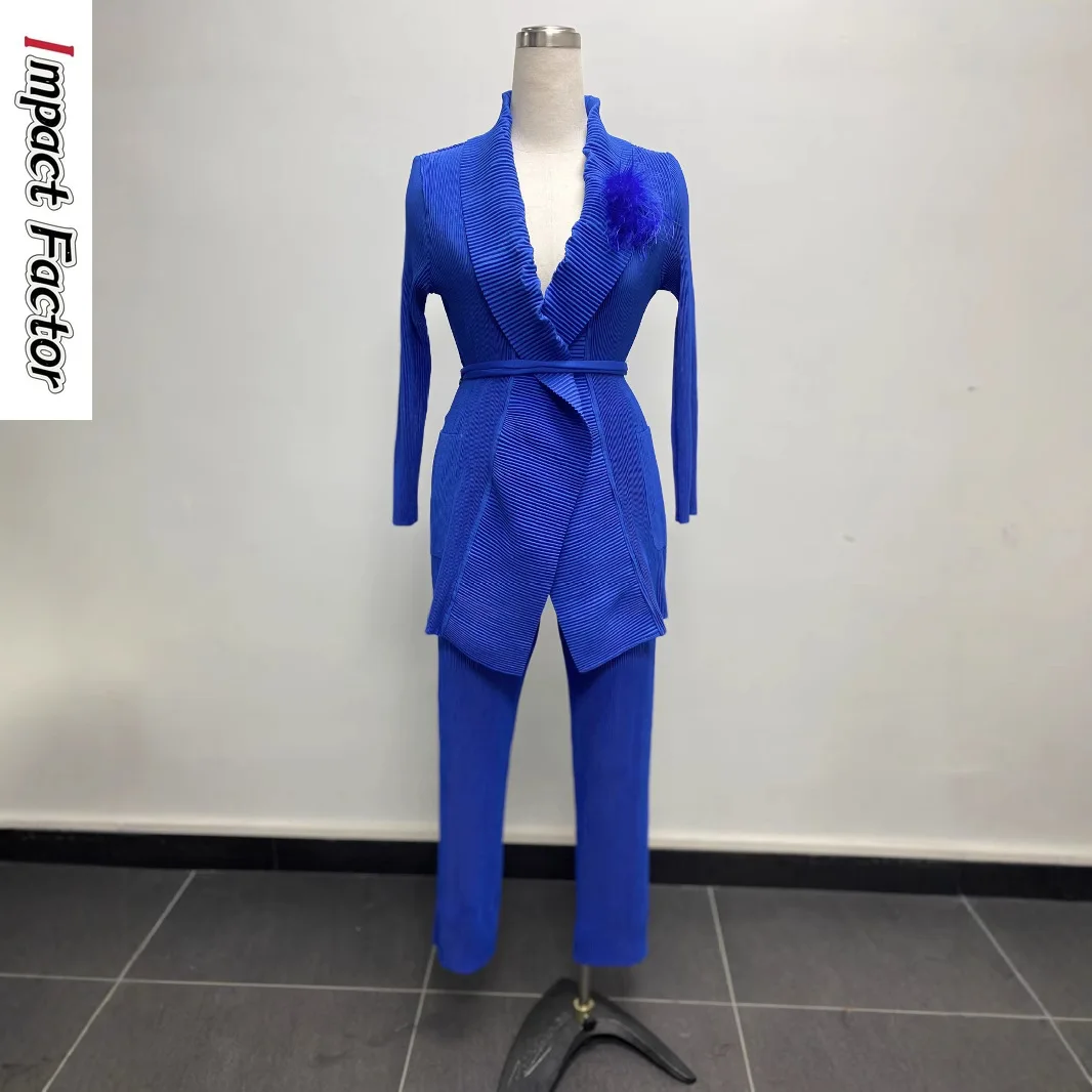 

Miyake 2025 Summer New Pleated Loose Fashion Suit African Temperament Casual Suit Solid Color Commuter Two-piece Set