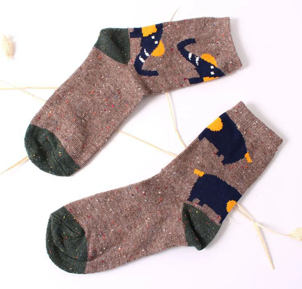 3 Paar/Set Vintage Dicke Kaninchenwollsocken für Damen Retro Winter Harajuku Tiermotive Eule Hirsch Katze Elefant Niedlich Süß – Detail 18