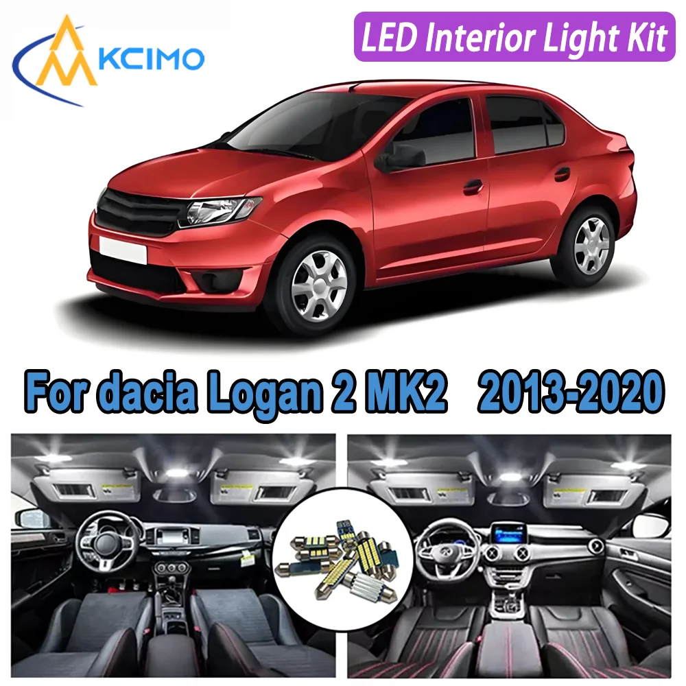 

Kcimo LED For dacia Logan 2 MK2 (2013-2020) Premium Bright LED Interior Dome Map Trunk Light Kit Car Led Lamps Car LED Lights