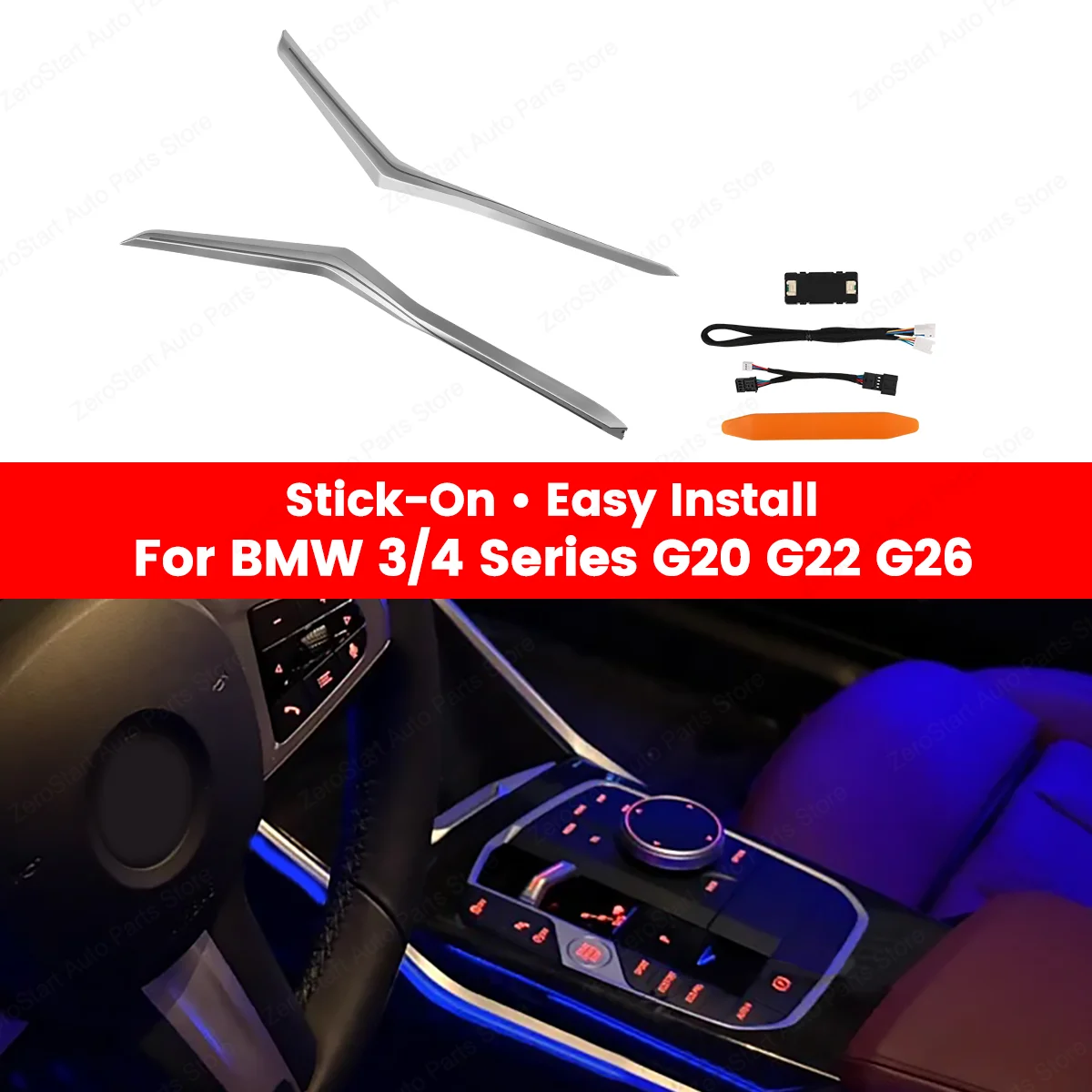 11 Colors Saddle For BMW New 3 Series G20 Car led Not Remove the Original Center Console Saddle light Adhesive Decorate lights