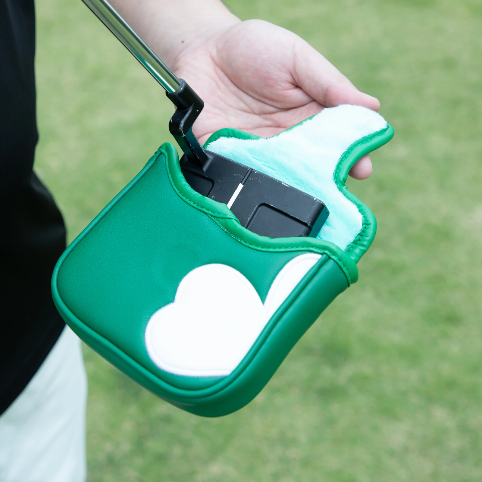 Barudan Golf Square Mallet Putter Cover with Magnetic Closure, Green Fun Mallet Headcover Head Cover fits for Men Golfer