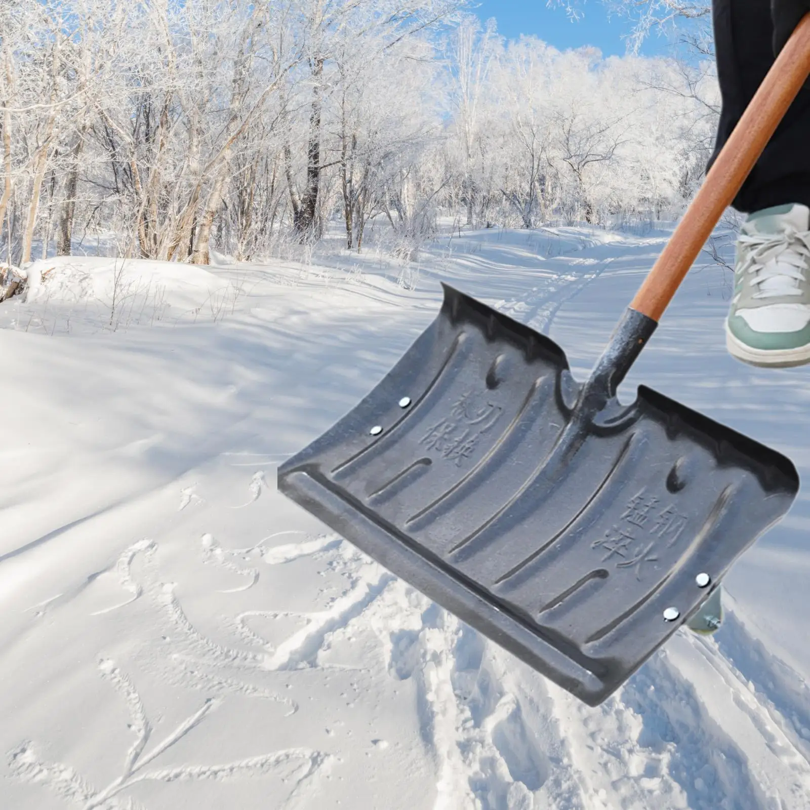 Snow Shovel Head with Wheels Snow Removal Shovel Tool for Road Yard Outdoor