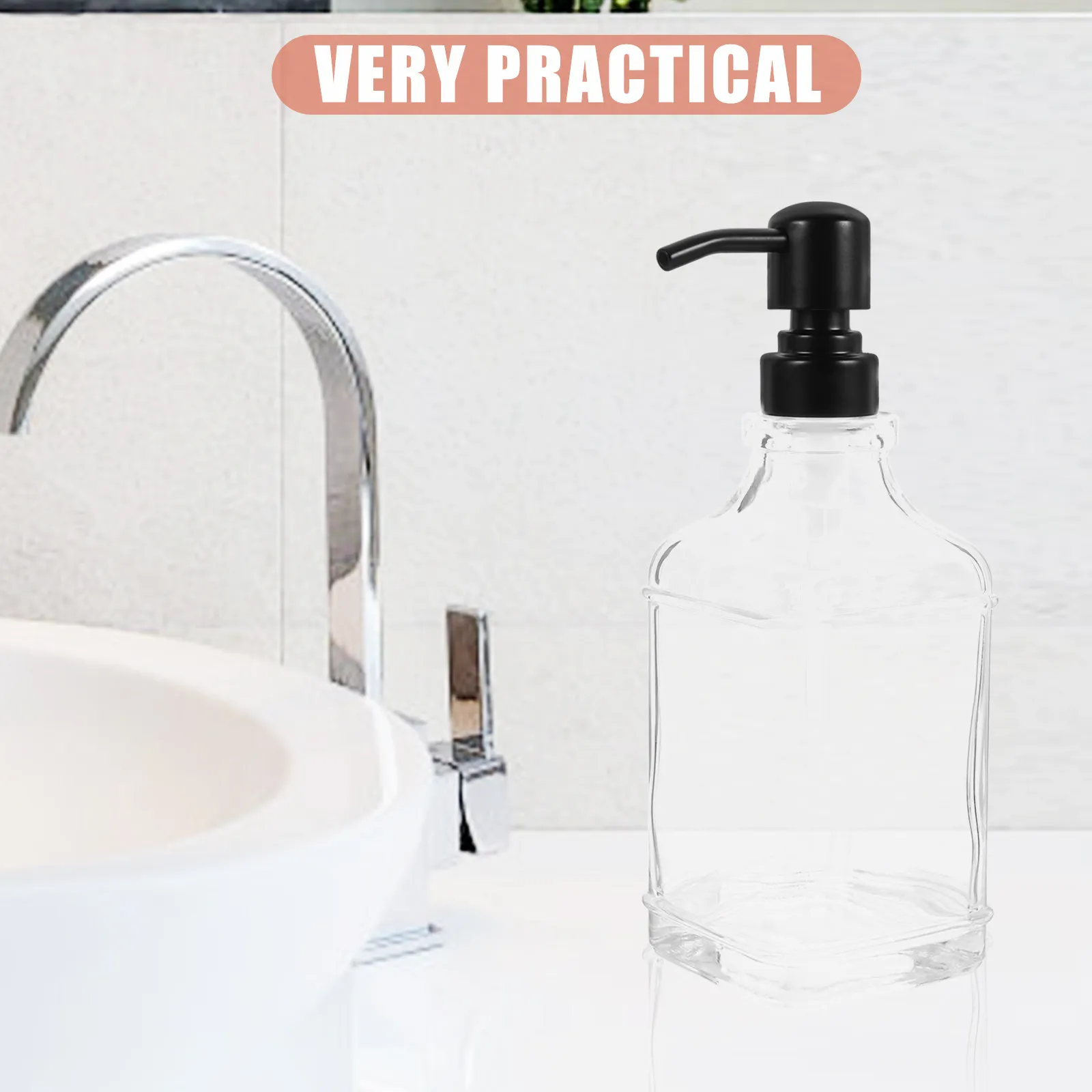 

Clear Glass Soap Dispenser with Pump Refillable Lotion Bottle for Shampoo Conditioner Hand Soap Daily Use Travel Compact