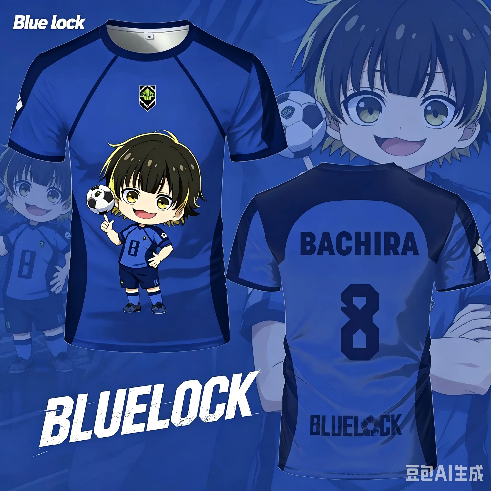 Jersey Futsal Pattern Replika Blue Lock Anime Bastard Munich Summer Men'S and Women'S 3Dt Shirt Casual Sports T Shirt Top