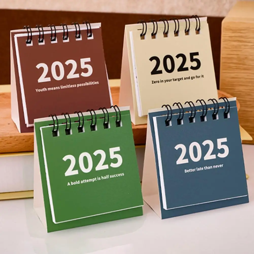 Future Date Display Efficient Page Turning Calendar 2025 Mini Desk Calendar Set Portable School Office Stationery Learning