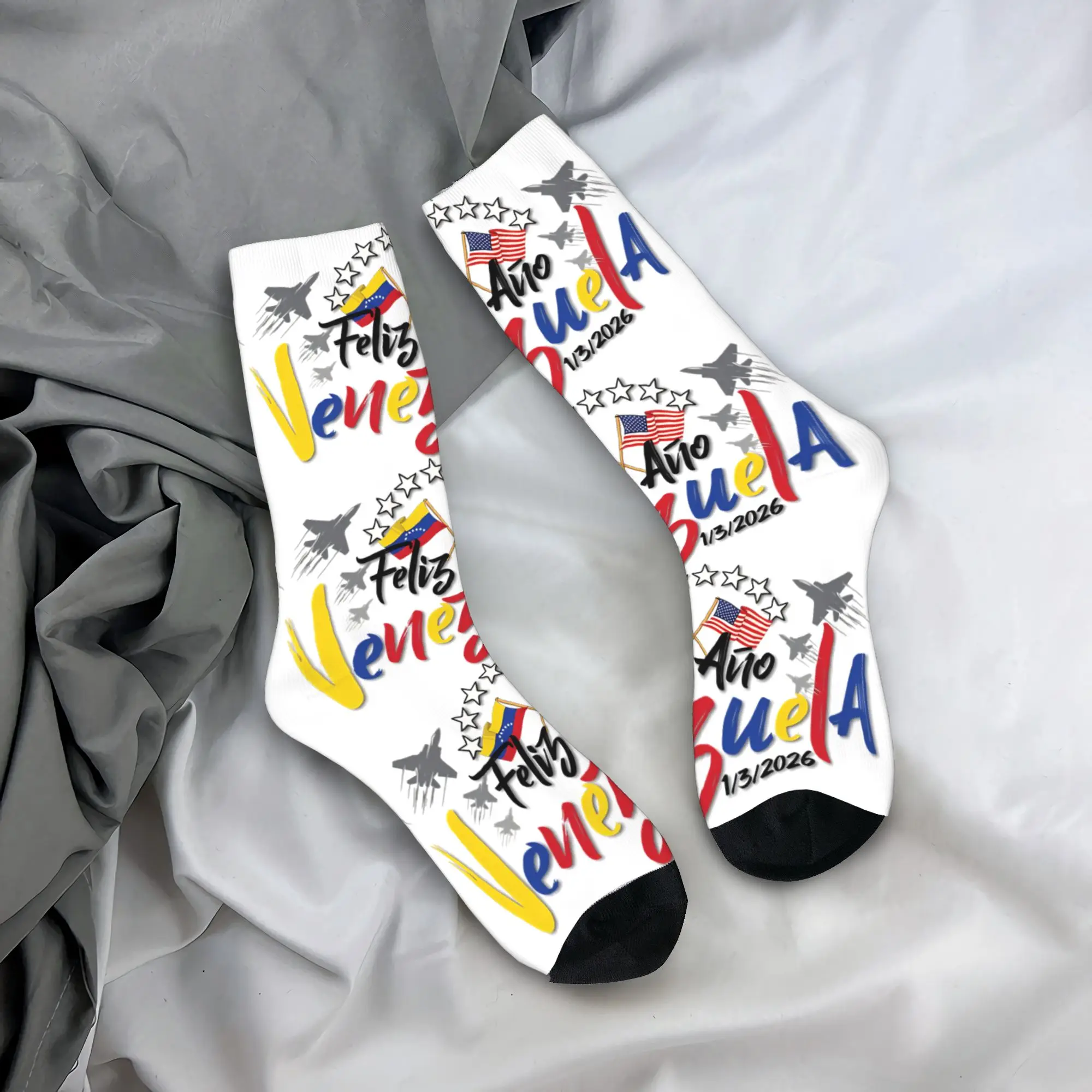 Couple Socks Feliz Ano Venezuela  Stockings Anti-Slip Comfortable Socks Winter Trendy Custom Outdoor Sports Socks