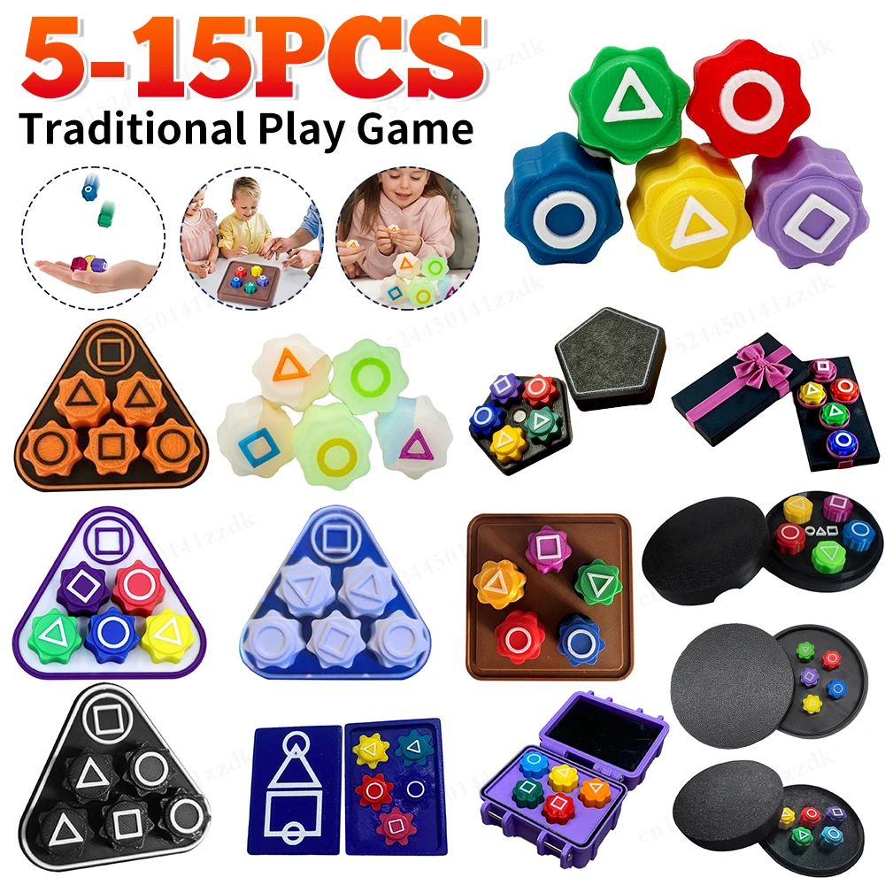 5-20PCS Gonggi Jack Stone Pebbles Set 3D Printed Hand Eye Coordination Training Toy Exercise Colorful Fun Stress Relief Toy Gift