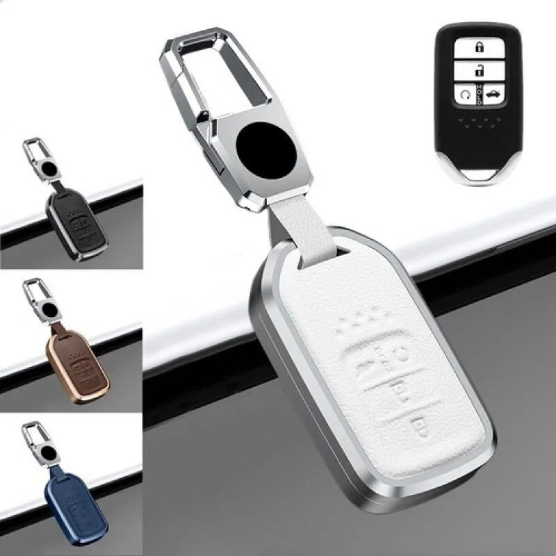 

A+ Alloy Leather Car Key Fob Case Cover For Honda Accord Odyssey Pilot Fit Civic