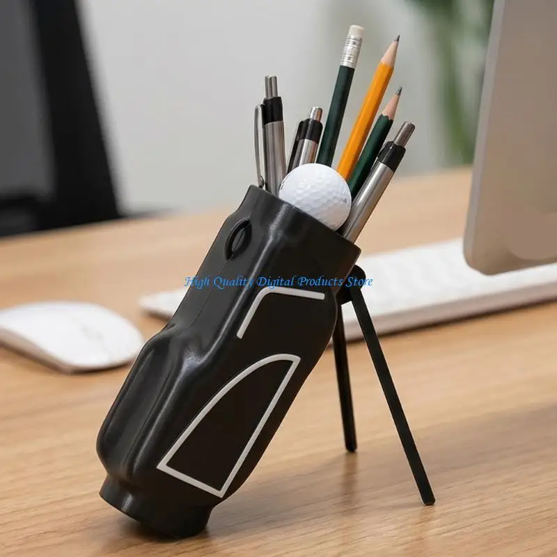 U2JE Golf Club Shaped Pen Stand With 3 Pens Decorative Desk Organiser Storage Box