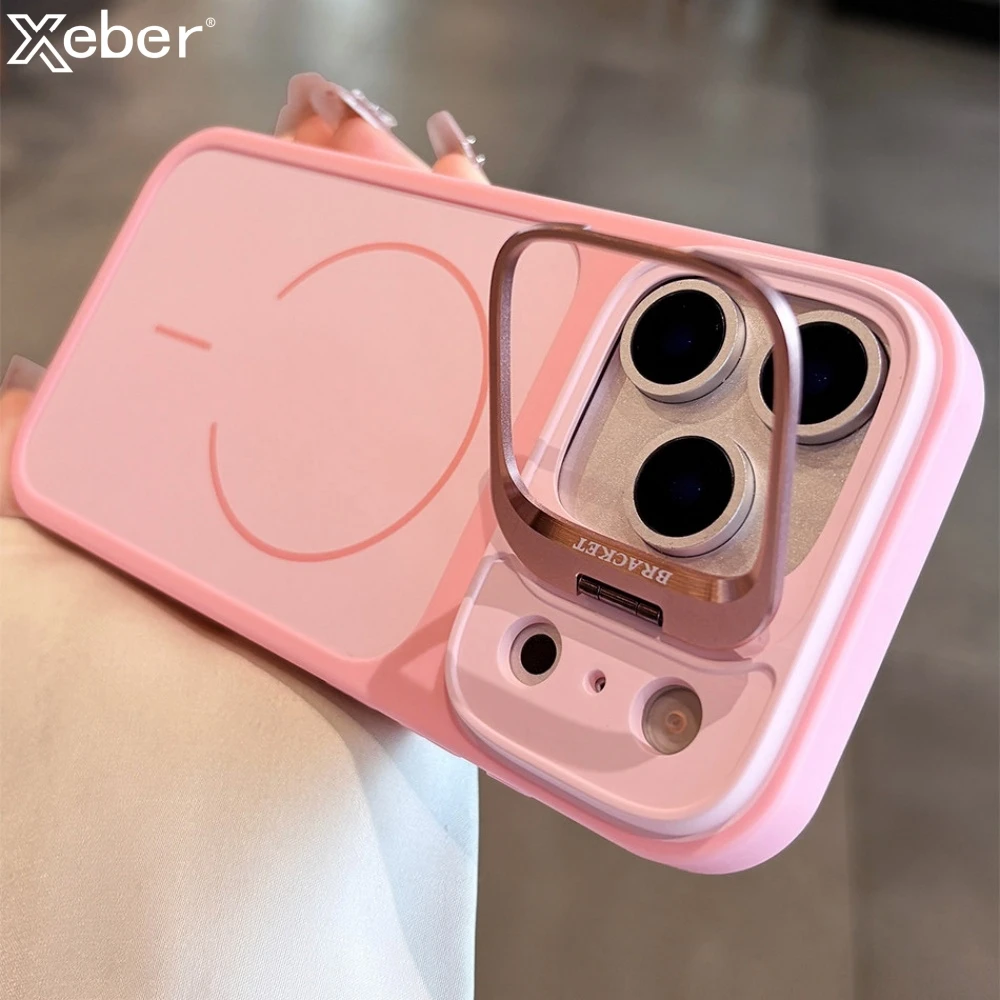 Flip-Linsenhalter-Flüssigsilikon-Magnet-Handyhülle für iPhone 18 17 Air 16 15 14 Plus 13 12 Pro Max für Magsafe Cover