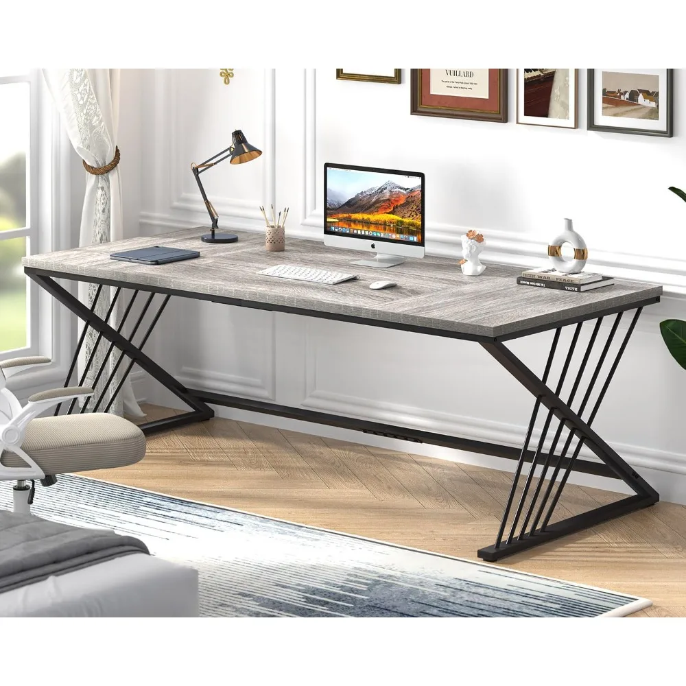 Промышленный компьютерный стол Z-образной ноги 70,9 современный стол для домашнего офиса на 2 человека, большой игровой административный стол