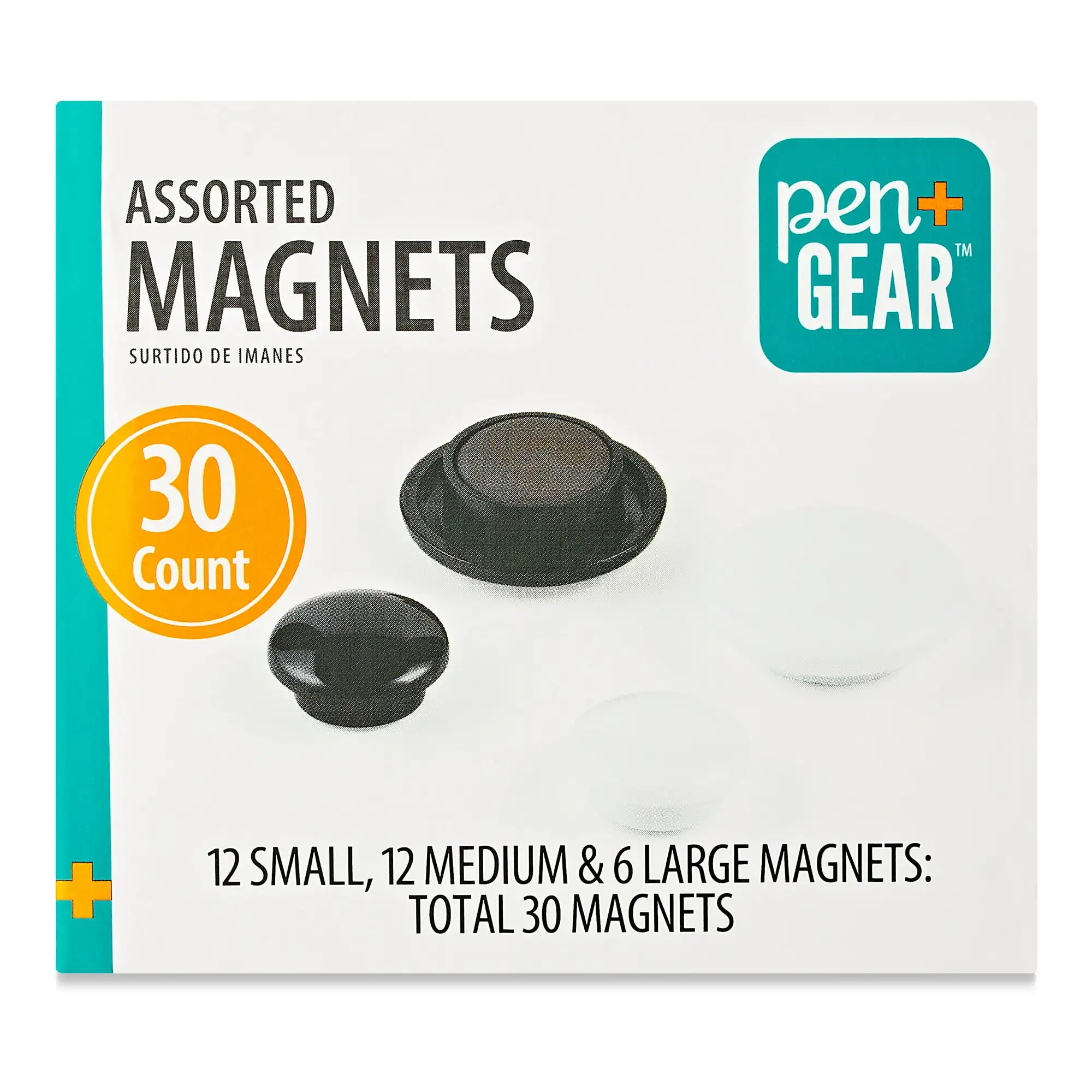 Pen+Gear 30 Counts Round Plastic Covered Magnetic Buttons