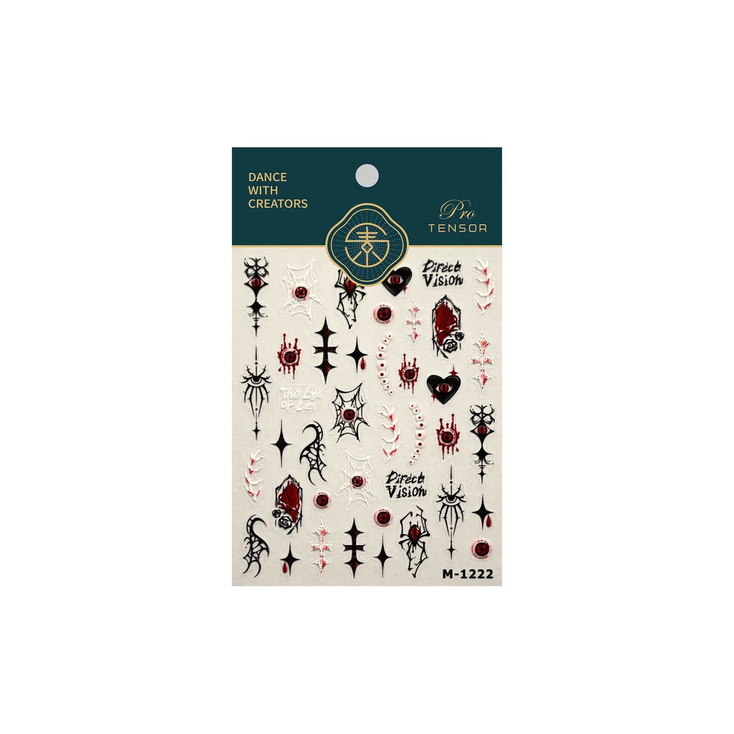 5D Gothic Halloween Rode Duivelsoog Spinnenweb Ghost Bone Sword Cross Adhesive Nail Art Stickers Decals Manicure Wild Charms