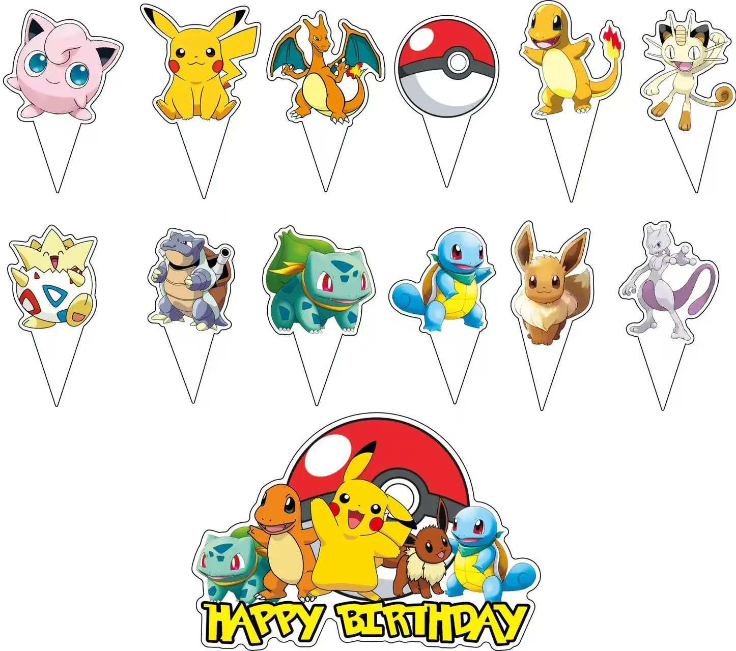 Neues Pokemon Teller- und Becherset Pikachu Geburtstagsparty Dekoration Ballon Flaschenetikett Geschenktüte Cupcake-Topper Kinder-Geschenke Babyparty – Detail 7