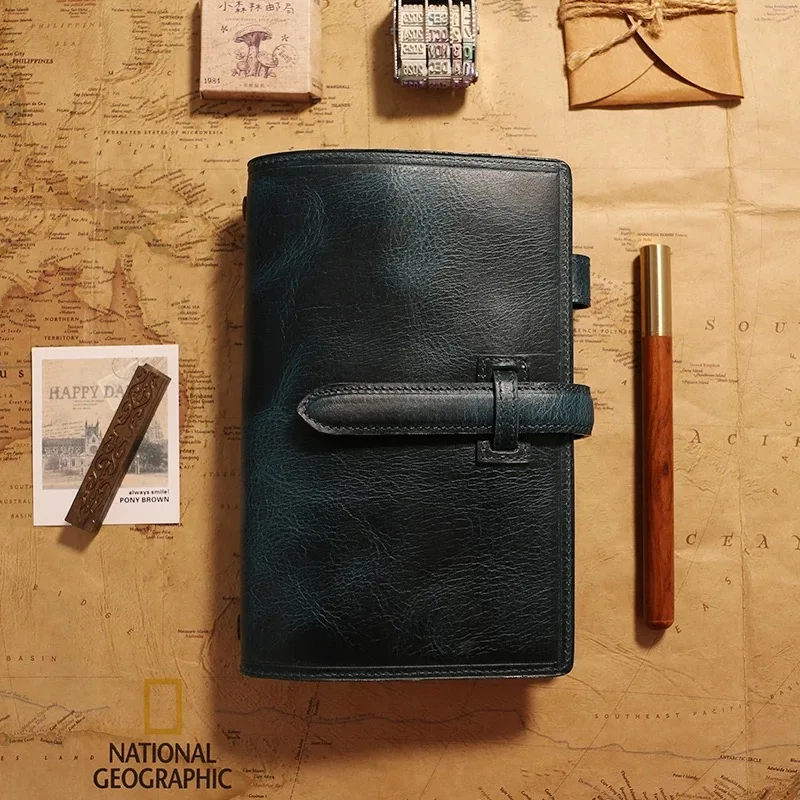 Oil wax skin Genuine Leather Notebook Handmade Vintage Cowhide Diary Journal Sketchbook Planner TN Travel Notebook Cover