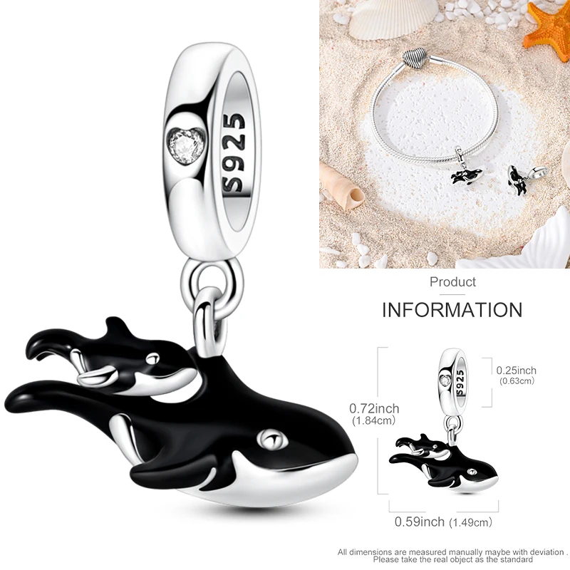 925 Sterling Silber Ozean-Tier-Charm-Perlen Wal Delfin Oktopus Meeresschildkröte Seepferdchen Krabbe Hummer DIY Armband Halskette Geschenk – Detail 26