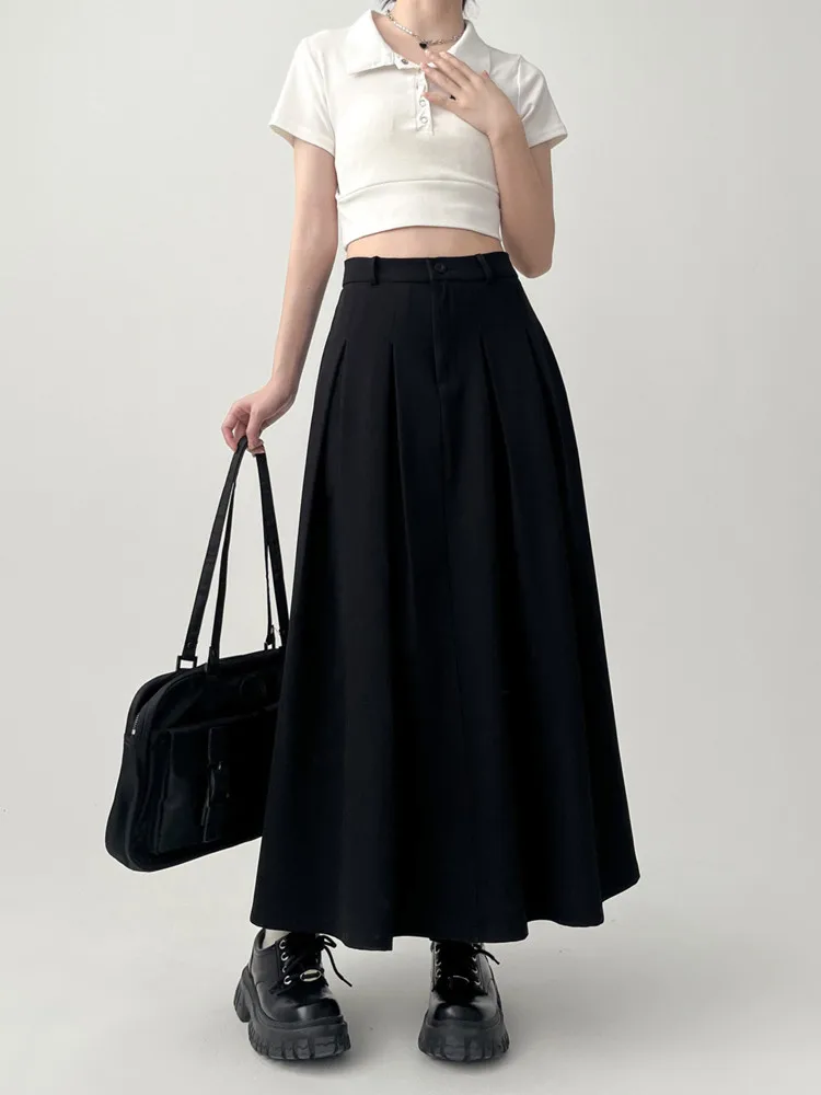 

Юбка-миди трапециевидной формы с высокой талией в стиле ретро, женские весенне-летние осенние плиссированные юбки грушевого цвета в стиле апей