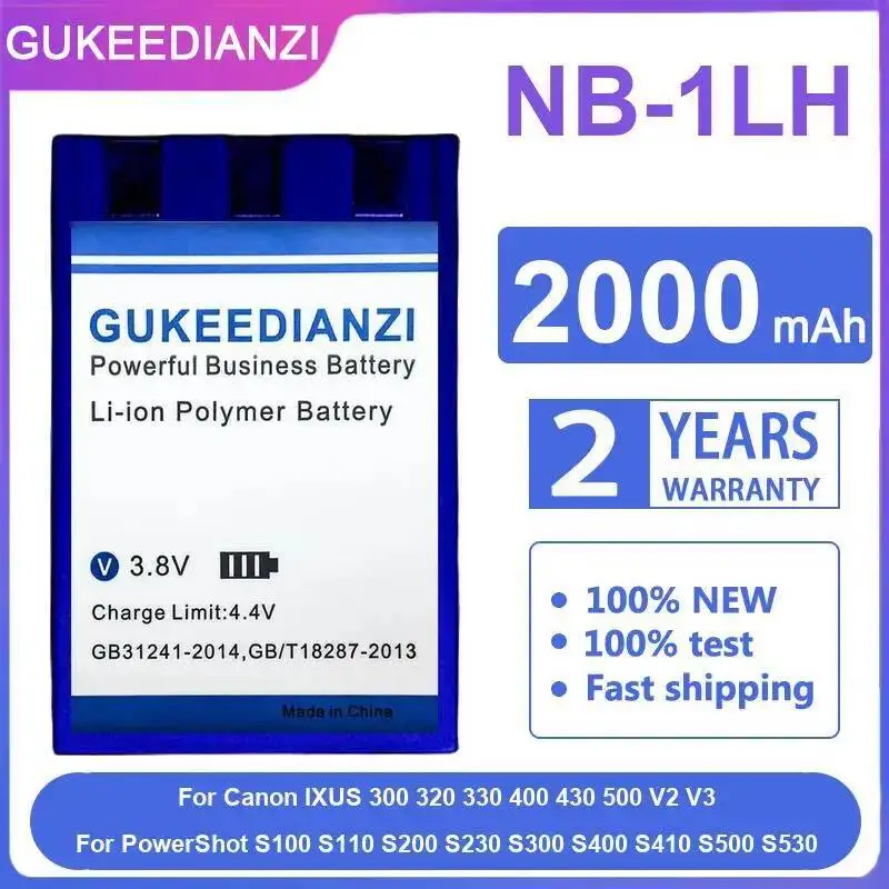 

Аккумулятор NB-1LH 2000 мАч для Canon Powershot Ixus 300 320 330 400 430 500 V2 V3 S100 S110 S200 S230 S300 S400 S410 S500 S530