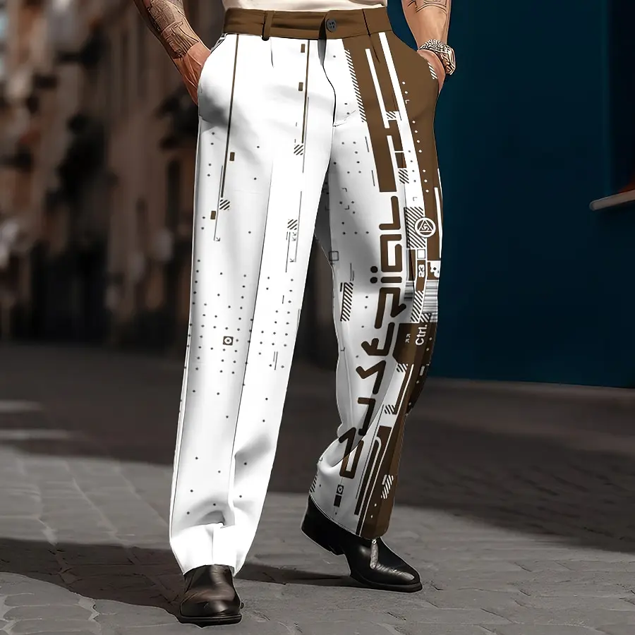 2025 Super Large New Men\'s Bohemian Printed Wide Leg Pants 3D Printed Loose Casual Beach Pants
