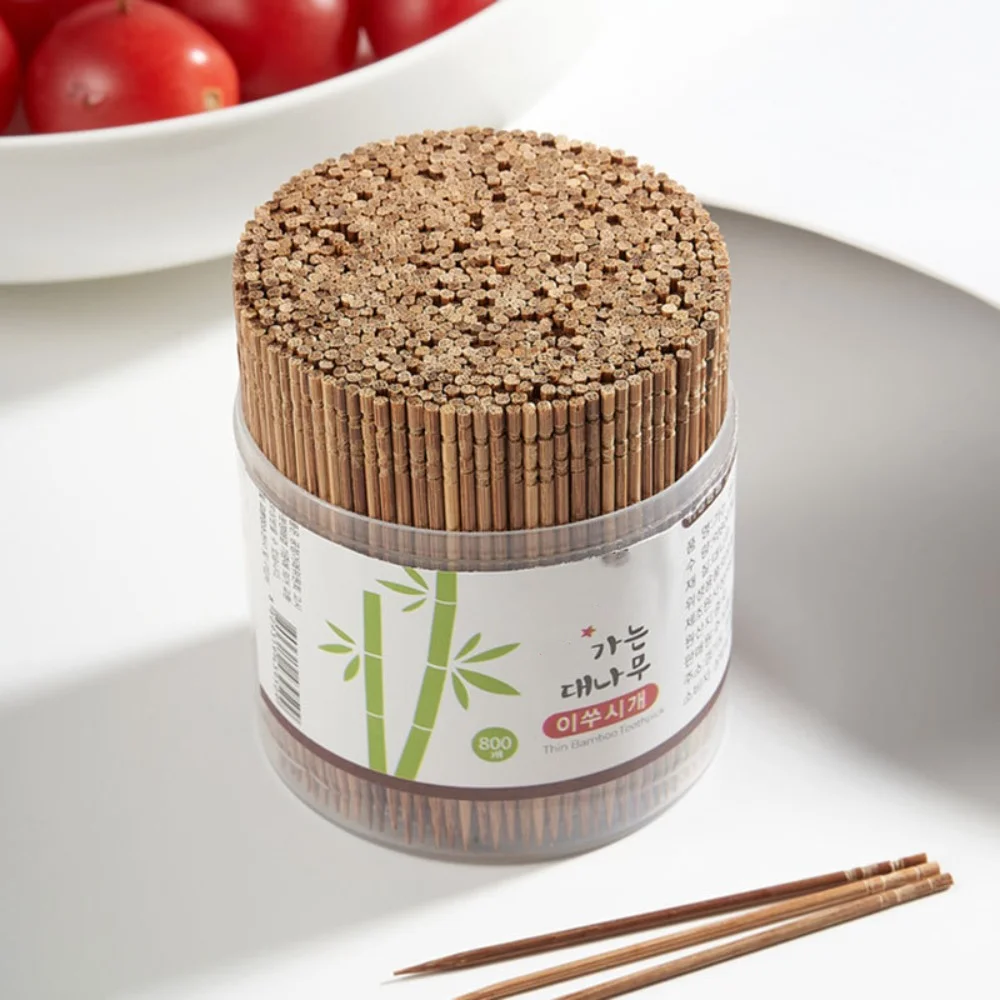 800Pcs Eco-friendly Carbonized Bamboo Toothpick Single Head Natural Bamboo Teeth Cleaning Tool Sturdy Portable Tooth Picks Hotel
