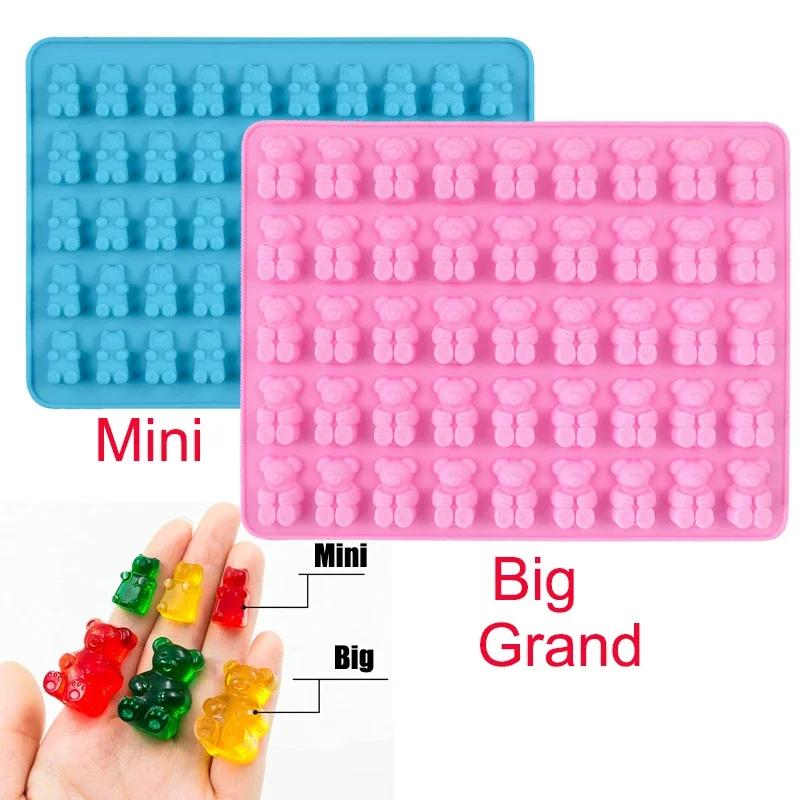 3PCS Bear Gummy Mold Mini Big Cartoon Animal Chocolate Candy Mould For Kids Dropper Food Grade Kitchen Accessories Tool Ice