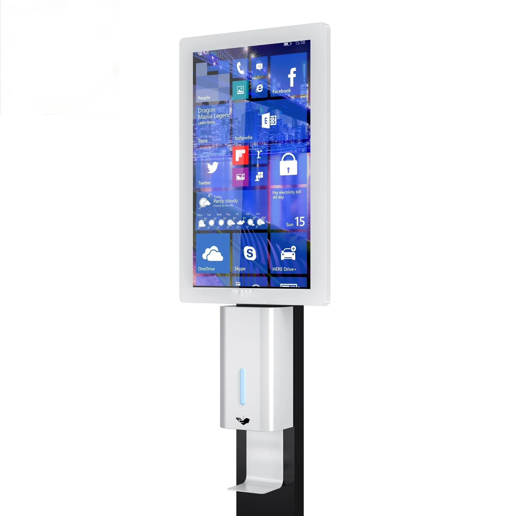 

Floor standing 21.5inch digital signage with automatic liquid soap hand sanitizer dispenser