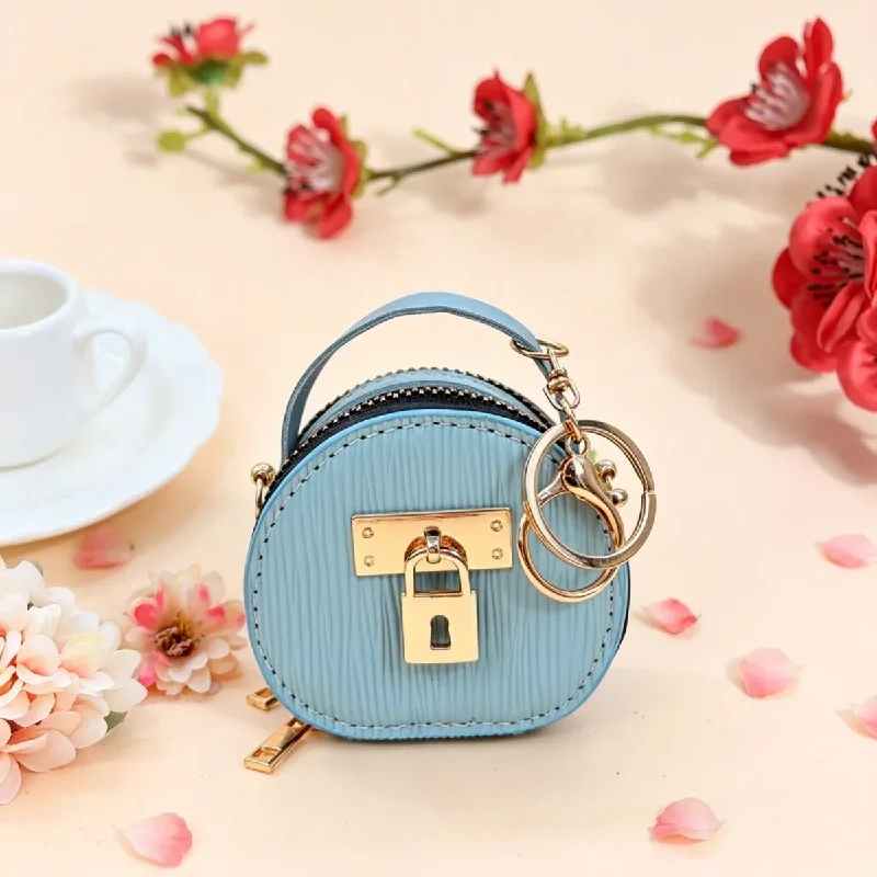 With Keychain Mini Luxury Headphone Bag Mini Handbag Coin Purse Leather Coin Bag Simple Gift Mini Storage Pouch