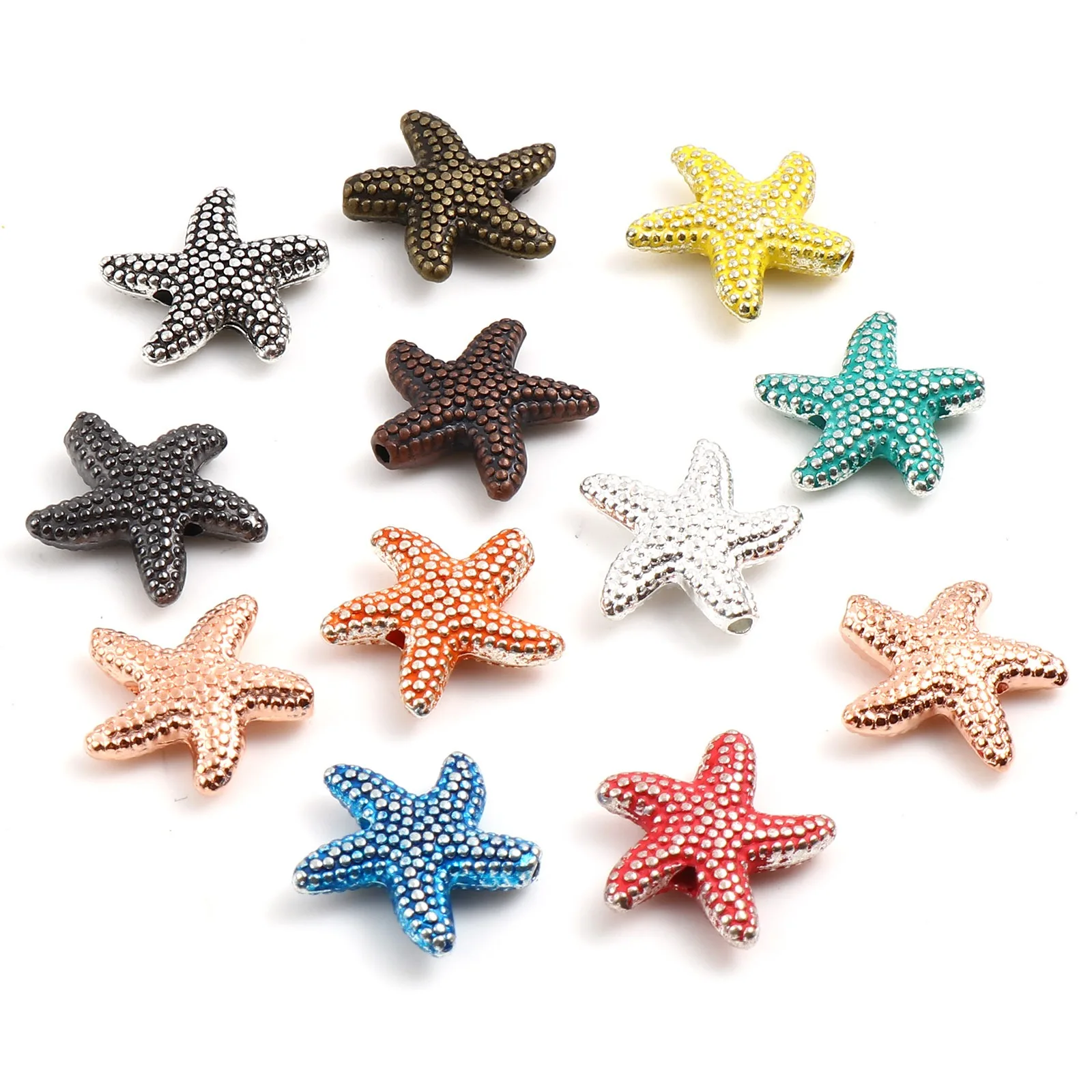 20 PCs Star Fish Multicolor Beads Ocean Jewelry Spacer Beads for DIY Summer Beach Anklet Jewelry 14mm x 13.5mm,Hole:Approx 1.3mm