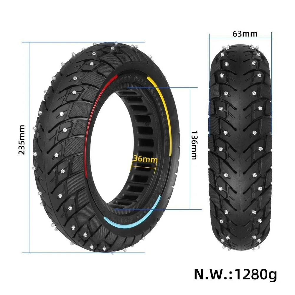 

10x2 5 Solid Tire for Electric Scooter 10 Inch Rubber Tire with Snow AntiSlip Screws Designed for Reliable Grip on Slippery Snow