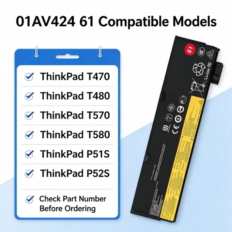 2130mAh Large Capacity Stable 01AV424 61 Is Suitable for Lenovo Laptop Batteries T470/T480/T570/T580/P51S/P52S