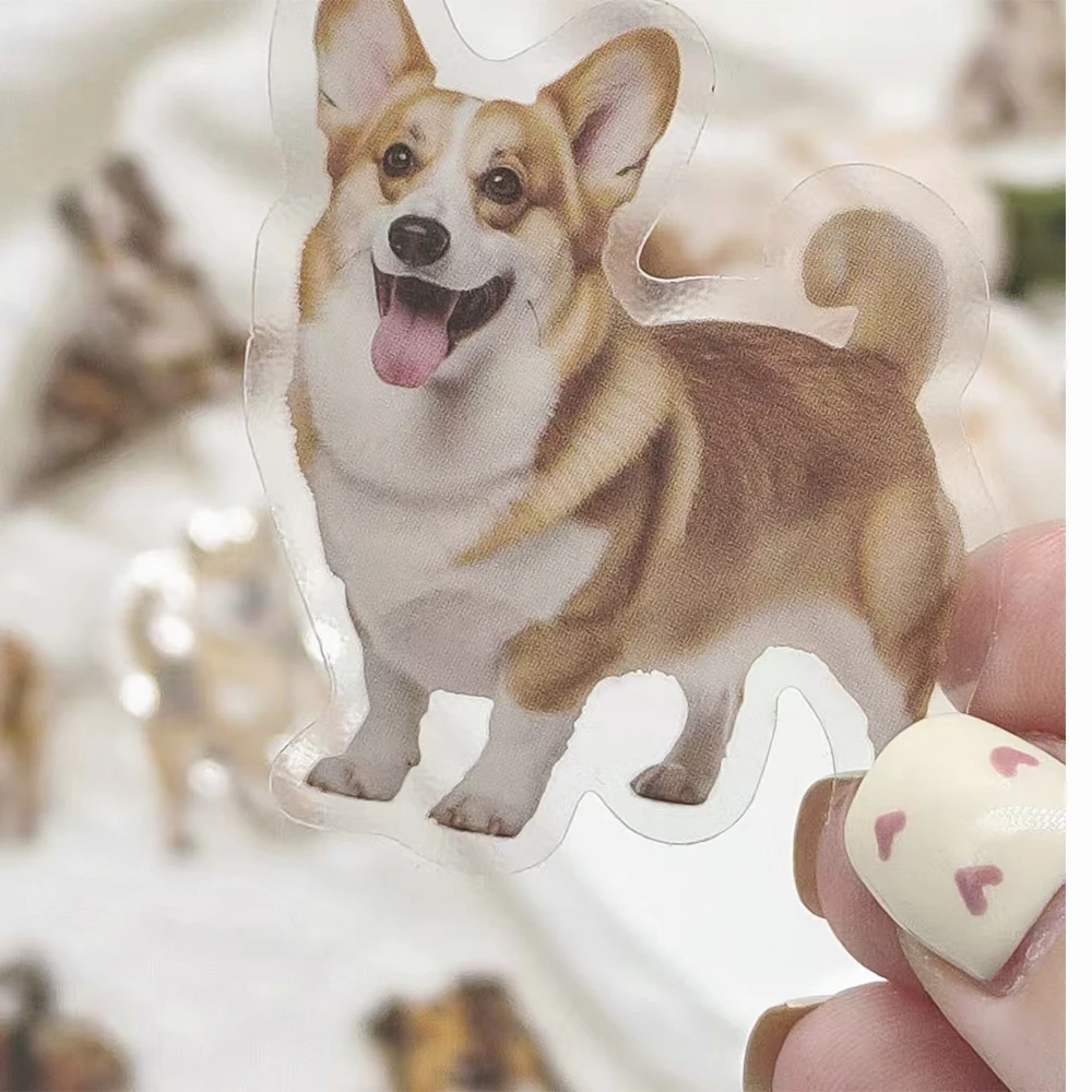 50PCS Dog Breeds Stickers Cute Cartoon Animals Decals For Refrigerator Luggage Notebooks Window Laptop PET Transparent Stickers