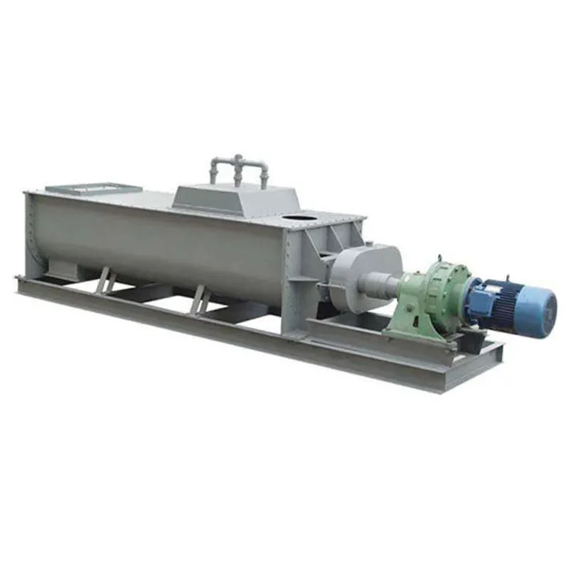 Horizontal double spiral dust humidification mixer