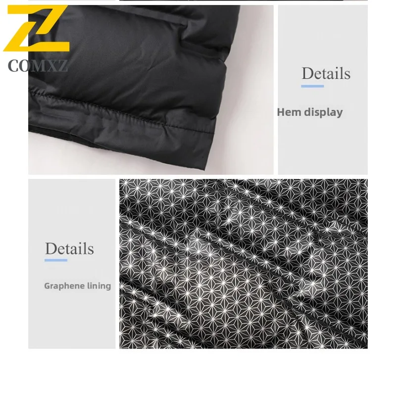 COMXZ Lightweight Down Jacket Couple White Duck Down Camping Padded Jacket Fashion Versatile Casual Thin Windproof Padded Coat