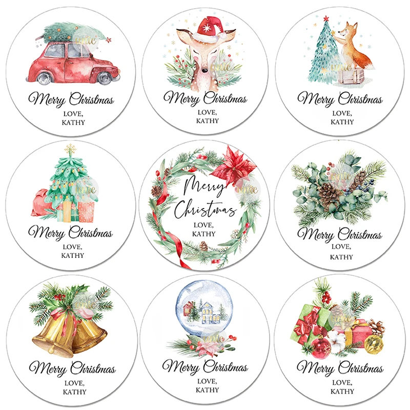 Personalized Christmas Name Labels Stickers Wrapping Stickers Custom  Merry Xmas New Year Gift Decor Envelope Seals Stickers