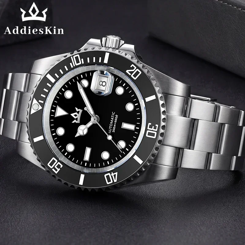 AddiesKin Men Luxury Mechanical Watch ST2130 Sardonyx Stone Dial Sapphire Crystal Ceramic Bezel 40mm Stainless Steel Wristwatch