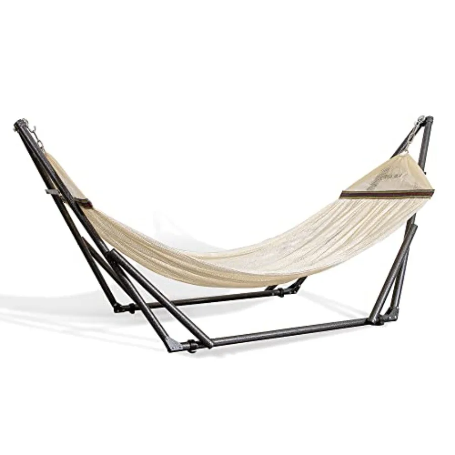 

Hammock with Collapsible Steel Stand 450 lbs Capacity and Carrying Case, Portable and Adjustable, Perfect for Camping Beach Sum
