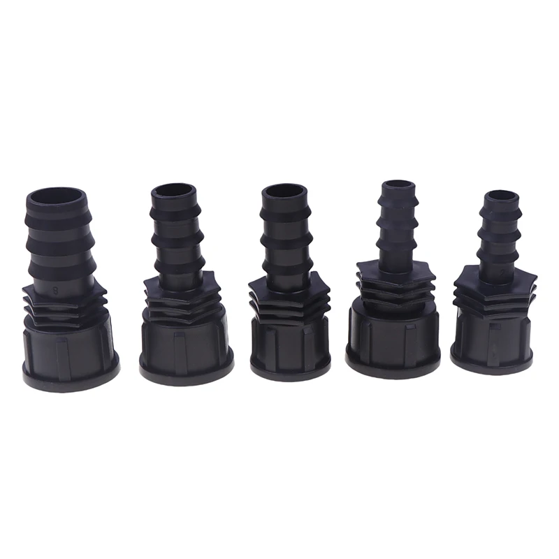 Conector de lengüeta de manguera de PE de 16/20/25mm a rosca de 1/2 3/4 1 pulgada, accesorio de lengüeta de plástico para jardín, riego de invernadero de granja
