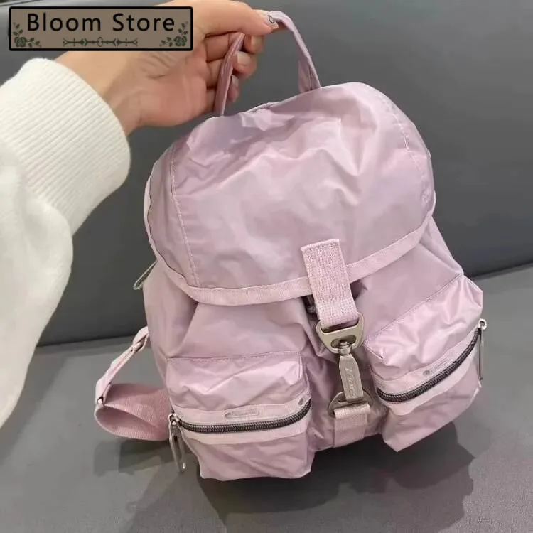 

Sweet Y2k Aesthetic Fashion All Match Backpack Streetwear Simple Women Handbags New Pink Kawaii Casual Girls Schoolbags Students