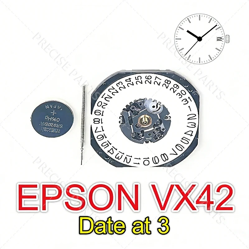New VX42 Movement Quartz Electronic Movement VX42E Date At 3  Three Hands Watch Repair Movement Replacement Parts