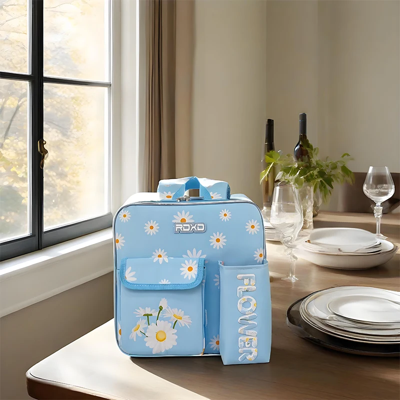 

Сумка-холодильник с ромашковым узором на два плеча, идеально подходит для поездок в школу, идеальный термоконтейнер для летнего отдыха