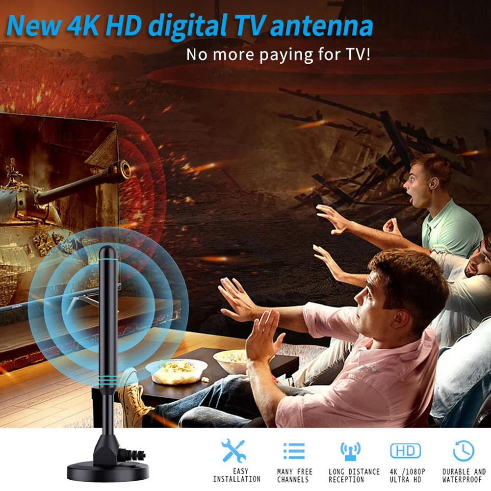  4K/1080P HD Digital TV Antenna with Signal Amplifier 480+ Miles Indoor Outdoor HDTV Antenna High Gain VHF UHF Digital HD Aeria
