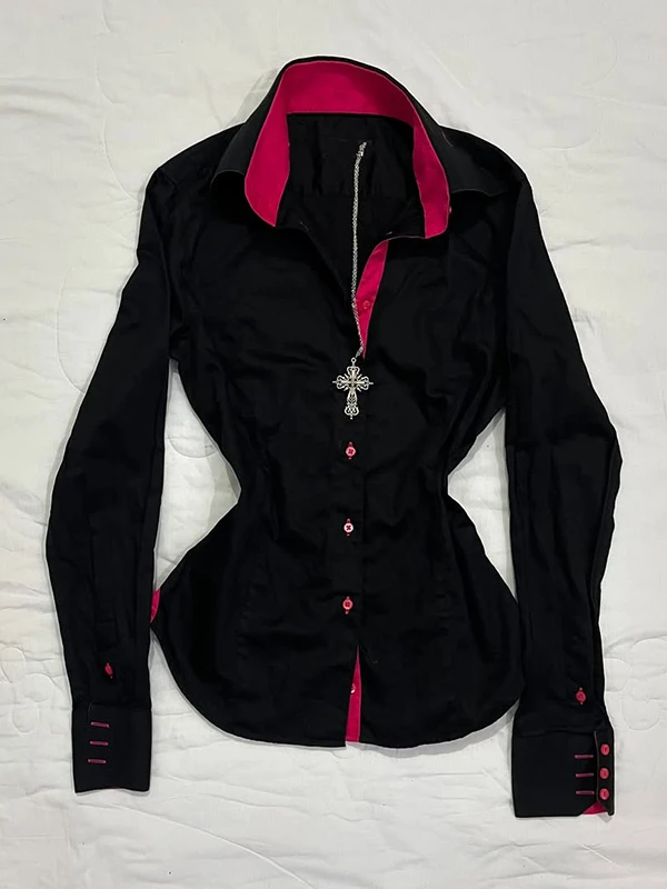 Boya Girl Original Bla Long Sve irt Mulheres Início da Primavera 2024 Nova Cor Colion Design Pequeno ence Top