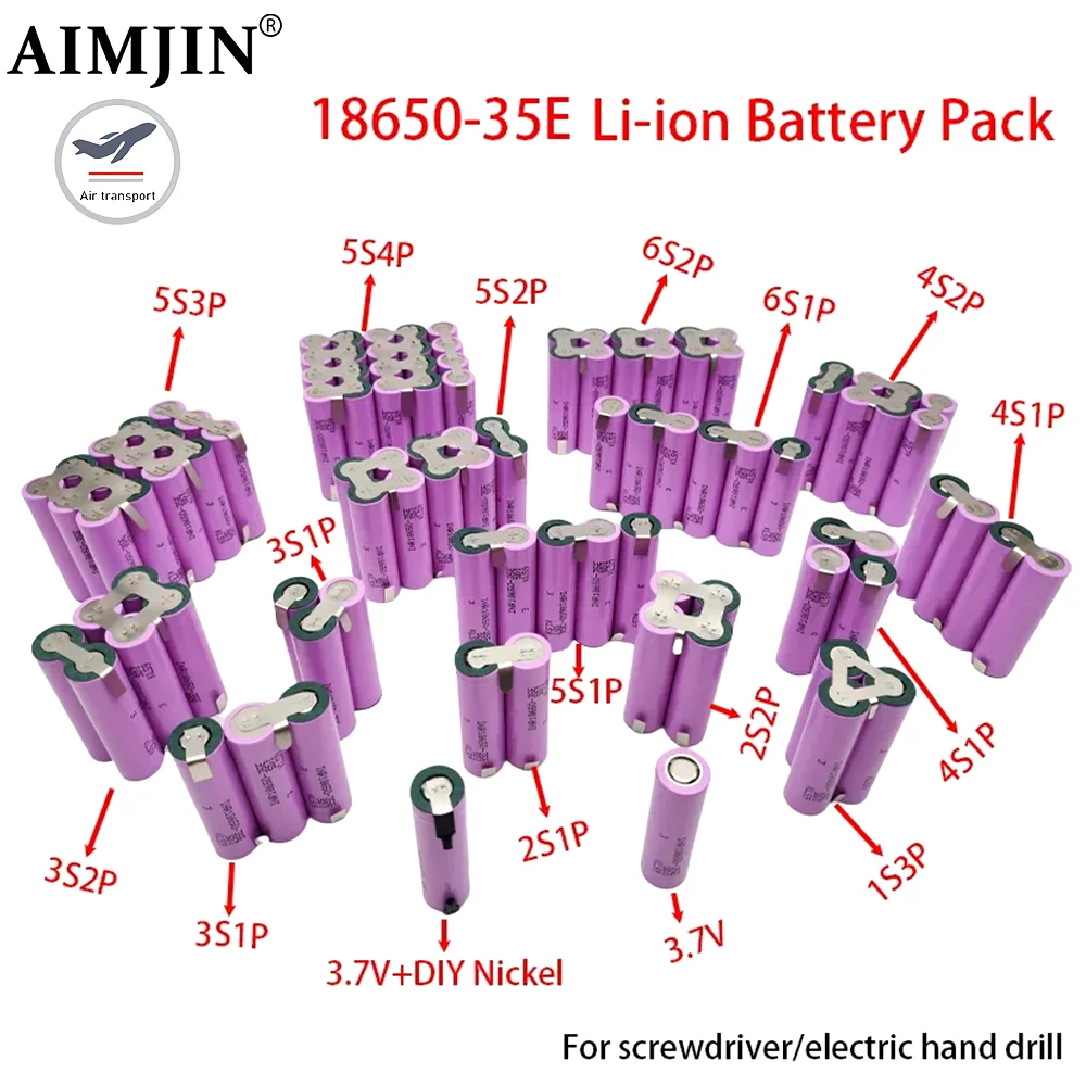 18650-35E Li-Ionen-Akku 7,4 V-24 V 3500 mAh 2S1P 3S1P 4S1P 5S1P 6S1P Serie Anschluss, für Schraubendreher-Schweißakku