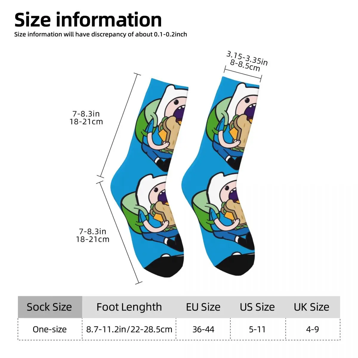 Calzini da uomo Unisex Adventure Time Finn the Human calze autunno Trendy calzini di alta qualità grafici calzini antiscivolo per esterni