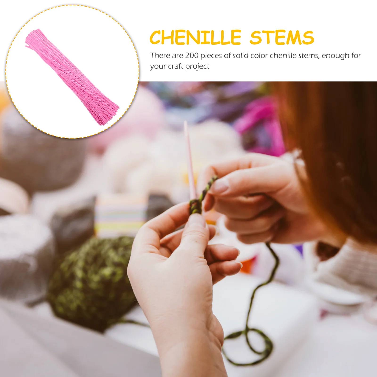 

200pcs Colored Stems Creative Flexible Cleaner Solid Color Stem Art Supplies Sticks Chenille For Diy Chenille Stems