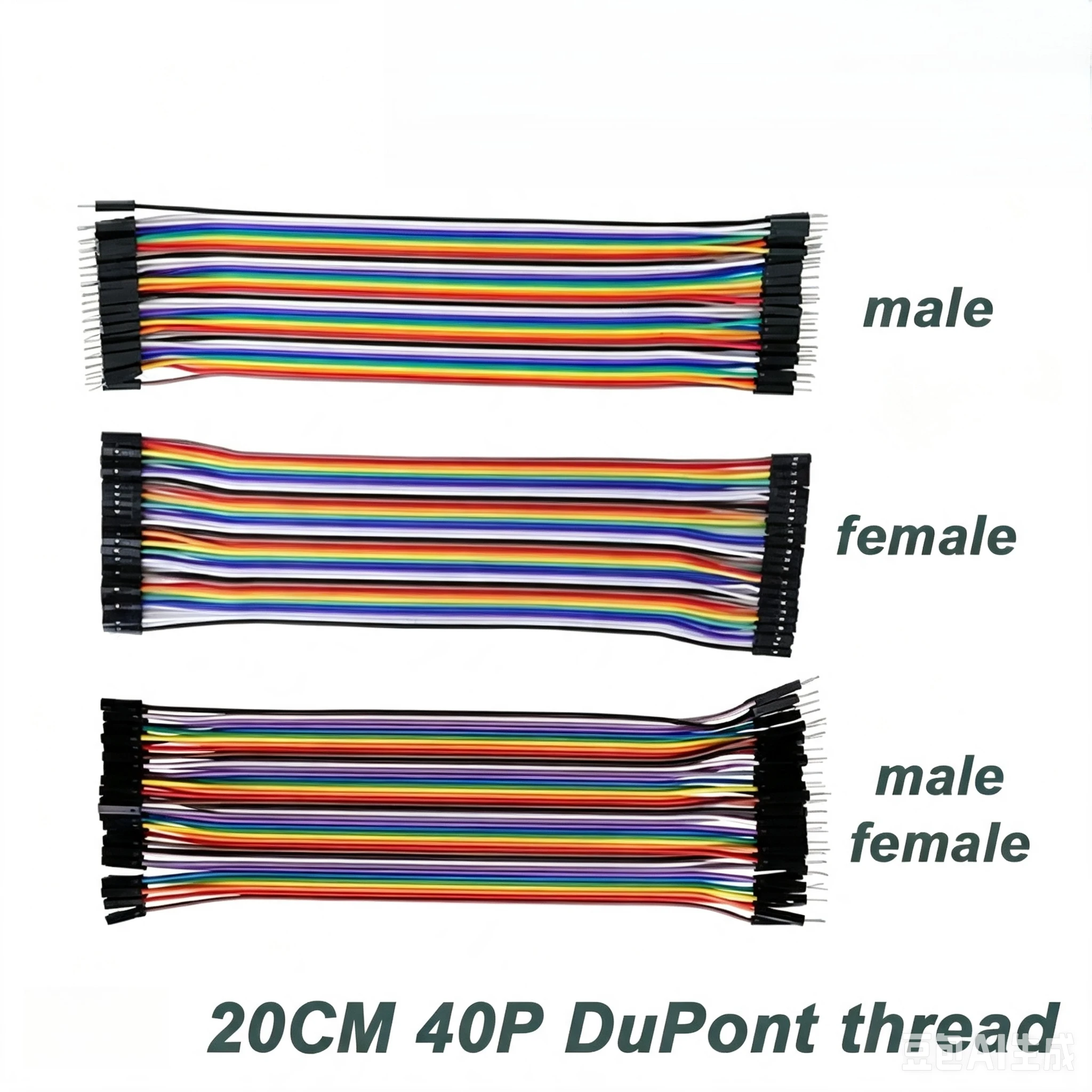 40P Dupont Cable 1007-26AWG-20CM Male To Female / Male To Male / Female To Female Cable Connection Lines Cord