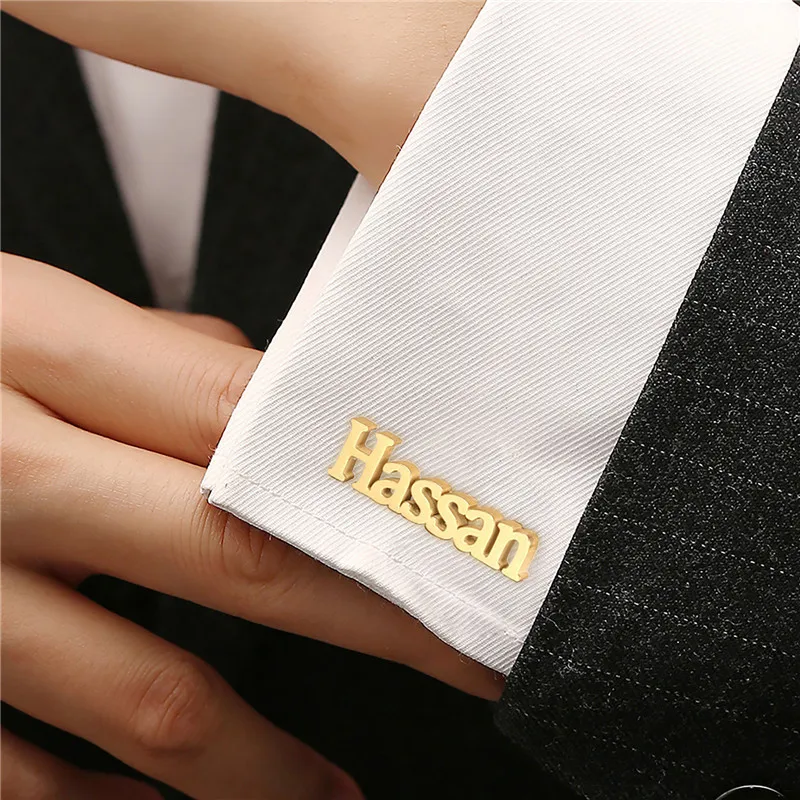 Custom Cufflinks with Name Personalized Stainless Steel Men French Suit Cuff Gold Luxury Shirt Cufflinks for Women Mistress Gift