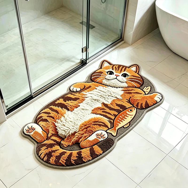Fun Cartoon Orange Cat Pattern Carpet for Living Room Careative Cute Rug Soft Comfortable Bedroom Bedside Floor Mat Home Decor - view 4