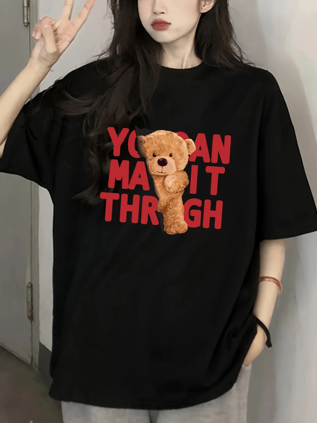 Women's Rifle T-shirt Summer Designer Cartoon Roosevelt Printed Rifle T-shirt Regular Rifle T-shirt Top Bottom Top Street Wear